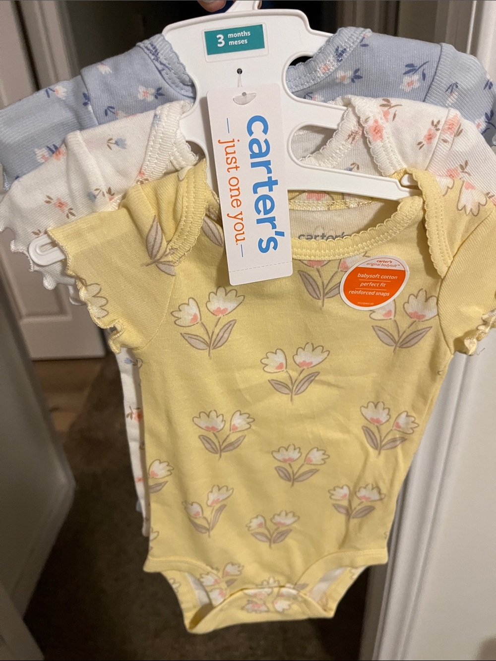 Carter's Yellow Floral Short-Sleeve Baby Bodysuit